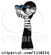 Poster, Art Print Of Gray Thief Man Looking Through Binoculars To The Left