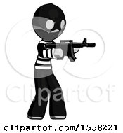 Poster, Art Print Of Gray Thief Man Shooting Automatic Assault Weapon