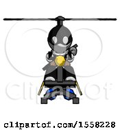 Gray Thief Man Flying In Gyrocopter Front View