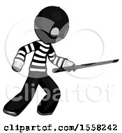 Gray Thief Man Stabbing With Ninja Sword Katana