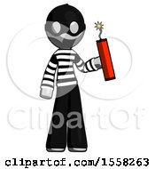 Gray Thief Man Holding Dynamite With Fuse Lit