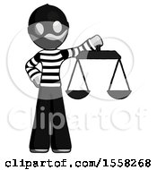 Poster, Art Print Of Gray Thief Man Holding Scales Of Justice