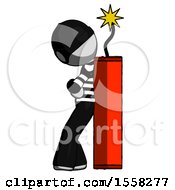 Poster, Art Print Of Gray Thief Man Leaning Against Dynimate Large Stick Ready To Blow