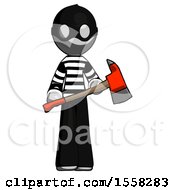 Poster, Art Print Of Gray Thief Man Holding Red Fire Fighters Ax