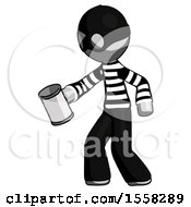 Poster, Art Print Of Gray Thief Man Begger Holding Can Begging Or Asking For Charity Facing Left
