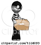 Poster, Art Print Of Gray Thief Man Holding Package To Send Or Recieve In Mail