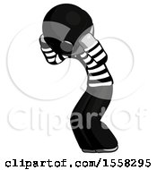 Poster, Art Print Of Gray Thief Man With Headache Or Covering Ears Turned To His Left