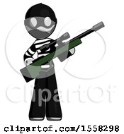 Poster, Art Print Of Gray Thief Man Holding Sniper Rifle Gun