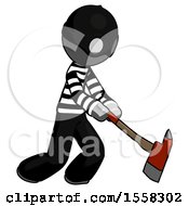 Poster, Art Print Of Gray Thief Man Striking With A Red Firefighters Ax