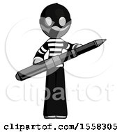 Poster, Art Print Of Gray Thief Man Posing Confidently With Giant Pen