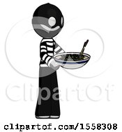 Poster, Art Print Of Gray Thief Man Holding Noodles Offering To Viewer