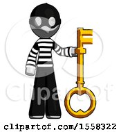Poster, Art Print Of Gray Thief Man Holding Key Made Of Gold