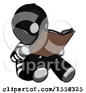 Poster, Art Print Of Gray Thief Man Reading Book While Sitting Down
