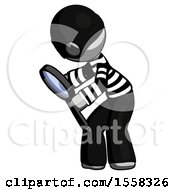Gray Thief Man Inspecting With Large Magnifying Glass Left