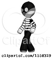 Gray Thief Man Man Walking Turned Left Front View