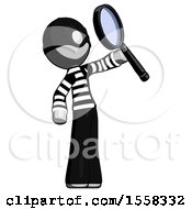 Poster, Art Print Of Gray Thief Man Inspecting With Large Magnifying Glass Facing Up
