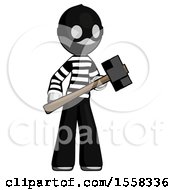 Poster, Art Print Of Gray Thief Man With Sledgehammer Standing Ready To Work Or Defend