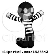 Gray Thief Man Jumping Or Kneeling With Gladness