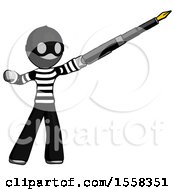 Poster, Art Print Of Gray Thief Man Pen Is Mightier Than The Sword Calligraphy Pose