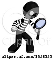 Poster, Art Print Of Gray Thief Man Inspecting With Large Magnifying Glass Right
