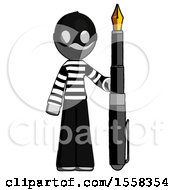 Poster, Art Print Of Gray Thief Man Holding Giant Calligraphy Pen