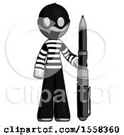 Gray Thief Man Holding Large Pen