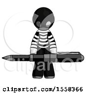 Poster, Art Print Of Gray Thief Man Weightlifting A Giant Pen