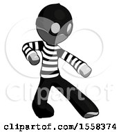 Gray Thief Man Karate Defense Pose Right