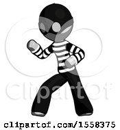 Gray Thief Man Martial Arts Defense Pose Left