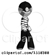 Poster, Art Print Of Gray Thief Man Walking Turned Right Front View