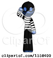 Poster, Art Print Of Blue Thief Man Soldier Salute Pose