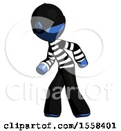 Poster, Art Print Of Blue Thief Man Suspense Action Pose Facing Left