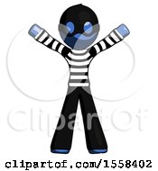 Poster, Art Print Of Blue Thief Man Surprise Pose Arms And Legs Out