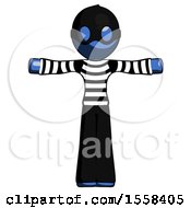 Poster, Art Print Of Blue Thief Man T-Pose Arms Up Standing
