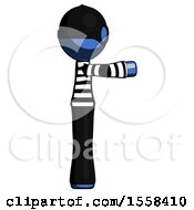 Blue Thief Man Pointing Right
