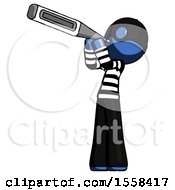 Poster, Art Print Of Blue Thief Man Thermometer In Mouth