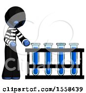 Poster, Art Print Of Blue Thief Man Using Test Tubes Or Vials On Rack