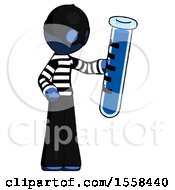 Blue Thief Man Holding Large Test Tube
