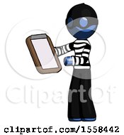 Poster, Art Print Of Blue Thief Man Reviewing Stuff On Clipboard