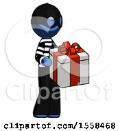 Blue Thief Man Giving A Present