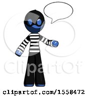 Poster, Art Print Of Blue Thief Man With Word Bubble Talking Chat Icon