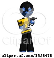 Poster, Art Print Of Blue Thief Man Holding Large Drill