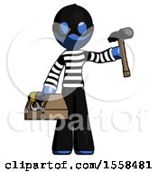 Poster, Art Print Of Blue Thief Man Holding Tools And Toolchest Ready To Work