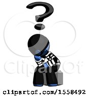 Poster, Art Print Of Blue Thief Man Thinker Question Mark Concept