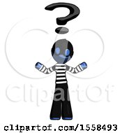Poster, Art Print Of Blue Thief Man With Question Mark Above Head Confused