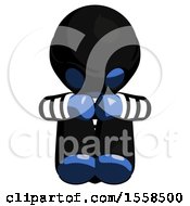 Poster, Art Print Of Blue Thief Man Sitting With Head Down Facing Forward