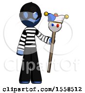 Poster, Art Print Of Blue Thief Man Holding Jester Staff