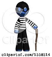 Poster, Art Print Of Blue Thief Man Standing With Hiking Stick