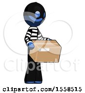 Poster, Art Print Of Blue Thief Man Holding Package To Send Or Recieve In Mail