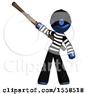 Poster, Art Print Of Blue Thief Man Bo Staff Pointing Up Pose